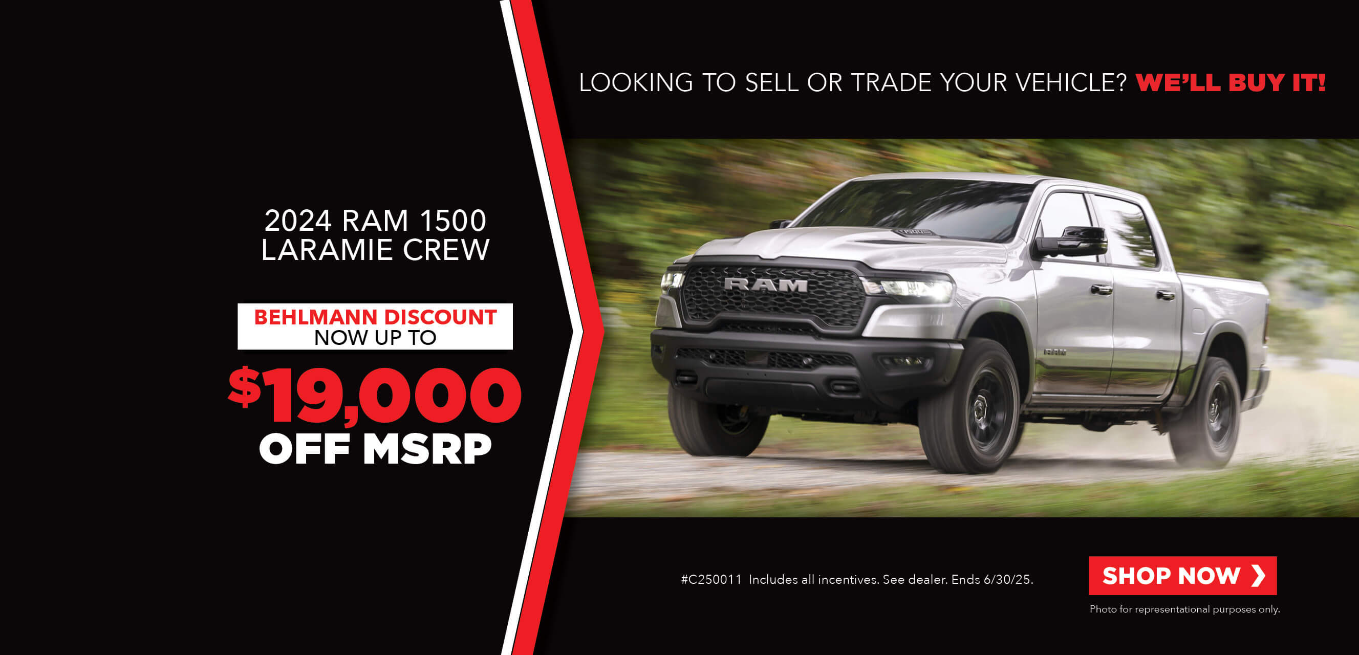 Now up to $19,000 off MSRP on 2024 Ram 1500 Laramie Crew.
